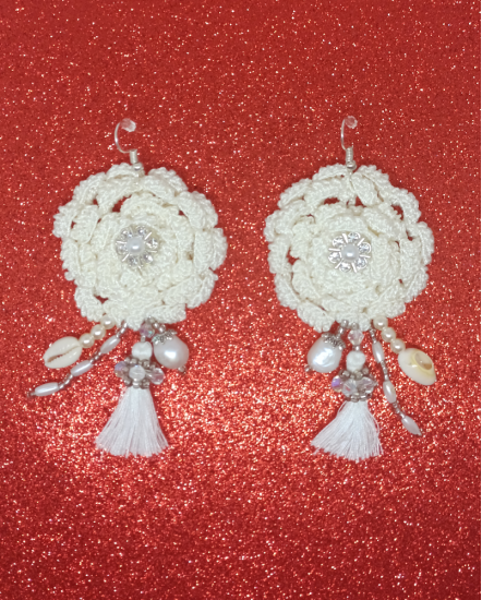 Háčkované dizajnové náušnice "Galéria umenia"